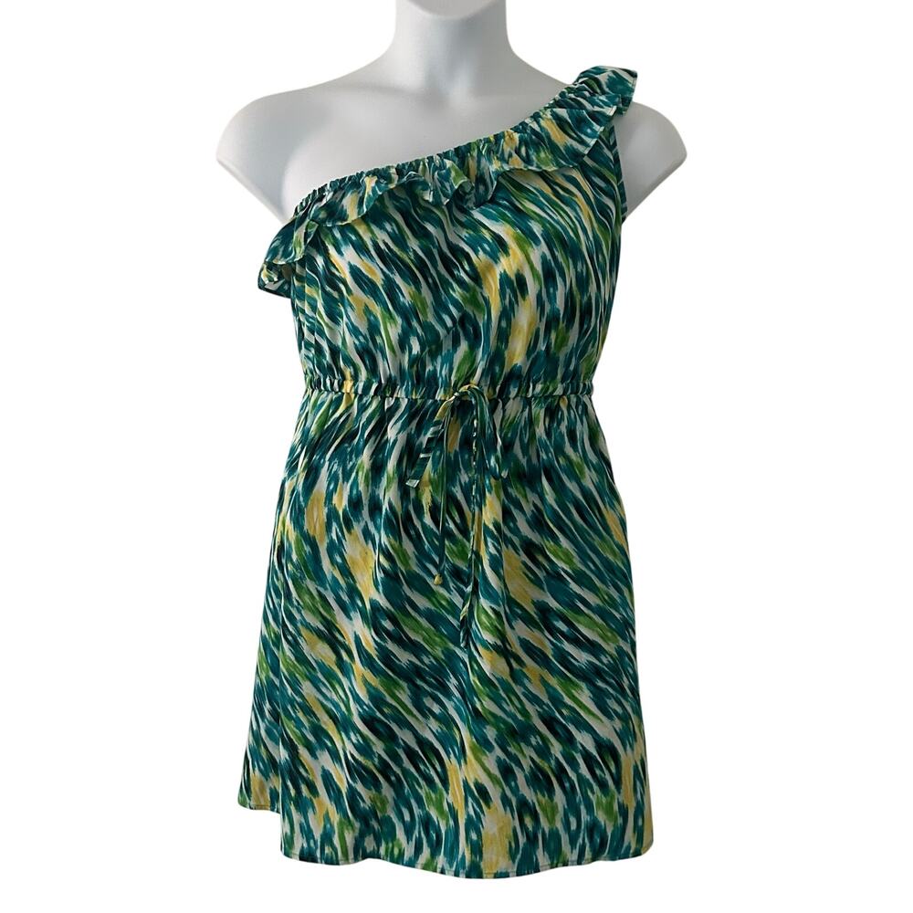 BeBop Women's One-Shoulder Ruffle Sleeveless Mini Dress Pockets M Medium